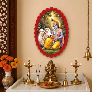 Shree Krishna Wall Decorative Showpiece 6 X 8 Inch | 4 MM MDF Wooden Glossy Sublimation Print | Back Hook Wall Hanging | Home Temple & Living Room Decor (F57747) Shree Krishna Wall Decorative Showpiece 6 X 8 Inch | 4 MM MDF Wooden Glossy Sublimation Print | Back Hook Wall Hanging | Home Temple & Living Room Decor (F57747)