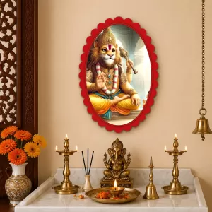 Narasimha Wall Decorative Showpiece 6 X 8 Inch | 4 MM MDF Wooden Glossy Sublimation Print | Back Hook Wall Hanging | Home Temple & Living Room Decor (F57756)