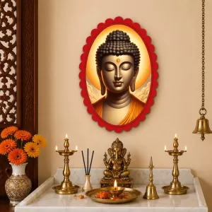 Gautama Buddha Wall Decorative Showpiece 6 X 8 Inch | 4 MM MDF Wooden Glossy Sublimation Print | Back Hook Wall Hanging | Home Temple & Living Room Decor (F57760) Gautama Buddha Wall Decorative Showpiece 6 X 8 Inch | 4 MM MDF Wooden Glossy Sublimation Print | Back Hook Wall Hanging | Home Temple & Living Room Decor (F57760)