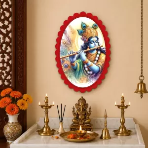 Shree Krishna Wall Decorative Showpiece 6 X 8 Inch | 4 MM MDF Wooden Glossy Sublimation Print | Back Hook Wall Hanging | Home Temple & Living Room Decor (F57797) Shree Krishna Wall Decorative Showpiece 6 X 8 Inch | 4 MM MDF Wooden Glossy Sublimation Print | Back Hook Wall Hanging | Home Temple & Living Room Decor (F57797)