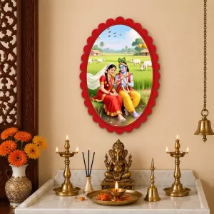 Radha And Shree Krishna Wall Decorative Showpiece 6 X 8 Inch | 4 MM MDF Wooden Glossy Sublimation Print | Back Hook Wall Hanging | Home Temple & Living Room Decor (F57814) Radha And Shree Krishna Wall Decorative Showpiece 6 X 8 Inch | 4 MM MDF Wooden Glossy Sublimation Print | Back Hook Wall Hanging | Home Temple & Living Room Decor (F57814)