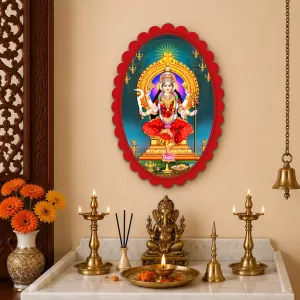 Goddess Durga Wall Decorative Showpiece 6 X 8 Inch | 4 MM MDF Wooden Glossy Sublimation Print | Back Hook Wall Hanging | Home Temple & Living Room Decor (F57816)