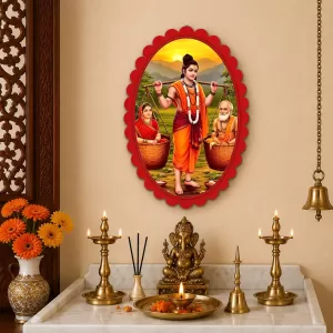 Bal Shree Krishna Wall Decorative Showpiece 6 X 8 Inch | 4 MM MDF Wooden Glossy Sublimation Print | Back Hook Wall Hanging | Home Temple & Living Room Decor (F57818)