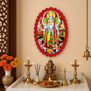Lord Vishnu Wall Decorative Showpiece 6 X 8 Inch | 4 MM MDF Wooden Glossy Sublimation Print | Back Hook Wall Hanging | Home Temple & Living Room Decor (F57821) Lord Vishnu Wall Decorative Showpiece 6 X 8 Inch | 4 MM MDF Wooden Glossy Sublimation Print | Back Hook Wall Hanging | Home Temple & Living Room Decor (F57821)