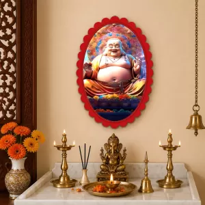 Budai Wall Decorative Showpiece 6 X 8 Inch | 4 MM MDF Wooden Glossy Sublimation Print | Back Hook Wall Hanging | Home Temple & Living Room Decor (F57837) Budai Wall Decorative Showpiece 6 X 8 Inch | 4 MM MDF Wooden Glossy Sublimation Print | Back Hook Wall Hanging | Home Temple & Living Room Decor (F57837)