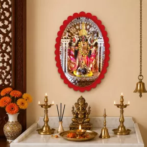 Goddess Kali Wall Decorative Showpiece 6 X 8 Inch | 4 MM MDF Wooden Glossy Sublimation Print | Back Hook Wall Hanging | Home Temple & Living Room Decor (F57844)