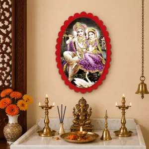 Shree Krishna And Shree Radha Wall Decorative Showpiece 6 X 8 Inch | 4 MM MDF Wooden Glossy Sublimation Print | Back Hook Wall Hanging | Home Temple & Living Room Decor (F57865) Shree Krishna And Shree Radha Wall Decorative Showpiece 6 X 8 Inch | 4 MM MDF Wooden Glossy Sublimation Print | Back Hook Wall Hanging | Home Temple & Living Room Decor (F57865)