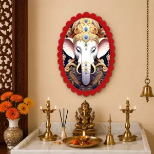 Ganesha Wall Decorative Showpiece 6 X 8 Inch | 4 MM MDF Wooden Glossy Sublimation Print | Back Hook Wall Hanging | Home Temple & Living Room Decor (F57882) Ganesha Wall Decorative Showpiece 6 X 8 Inch | 4 MM MDF Wooden Glossy Sublimation Print | Back Hook Wall Hanging | Home Temple & Living Room Decor (F57882)