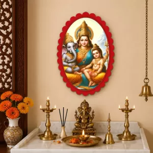 Parvati Wall Decorative Showpiece 6 X 8 Inch | 4 MM MDF Wooden Glossy Sublimation Print | Back Hook Wall Hanging | Home Temple & Living Room Decor (F57885)