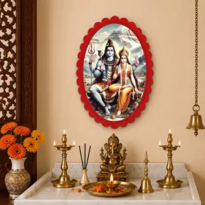 Lord Shiva Wall Decorative Showpiece 6 X 8 Inch | 4 MM MDF Wooden Glossy Sublimation Print | Back Hook Wall Hanging | Home Temple & Living Room Decor (F57897)