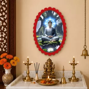 Buddha Wall Decorative Showpiece 6 X 8 Inch | 4 MM MDF Wooden Glossy Sublimation Print | Back Hook Wall Hanging | Home Temple & Living Room Decor (F57902) Buddha Wall Decorative Showpiece 6 X 8 Inch | 4 MM MDF Wooden Glossy Sublimation Print | Back Hook Wall Hanging | Home Temple & Living Room Decor (F57902)