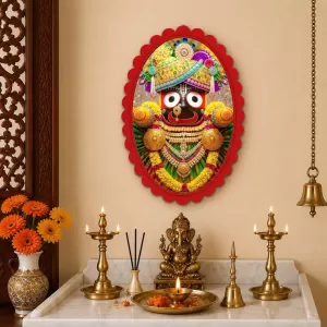 Jagannatha Wall Decorative Showpiece 6 X 8 Inch | 4 MM MDF Wooden Glossy Sublimation Print | Back Hook Wall Hanging | Home Temple & Living Room Decor (F57921)