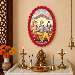 Lord Brahma Lord Vishnu Lord Shiva Wall Decorative Showpiece 6 X 8 Inch | 4 MM MDF Wooden Glossy Sublimation Print | Back Hook Wall Hanging | Home Temple & Living Room Decor (F57929) Lord Brahma Lord Vishnu Lord Shiva Wall Decorative Showpiece 6 X 8 Inch | 4 MM MDF Wooden Glossy Sublimation Print | Back Hook Wall Hanging | Home Temple & Living Room Decor (F57929)