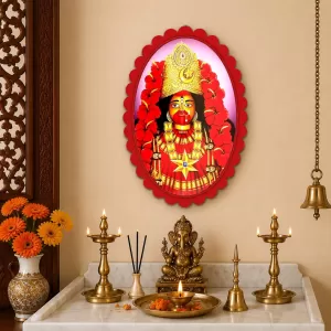Goddess Kali Wall Decorative Showpiece 6 X 8 Inch | 4 MM MDF Wooden Glossy Sublimation Print | Back Hook Wall Hanging | Home Temple & Living Room Decor (F57945)
