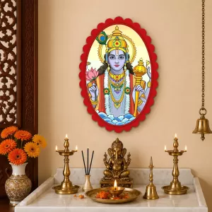 Vishnu Wall Decorative Showpiece 6 X 8 Inch | 4 MM MDF Wooden Glossy Sublimation Print | Back Hook Wall Hanging | Home Temple & Living Room Decor (F57946) Vishnu Wall Decorative Showpiece 6 X 8 Inch | 4 MM MDF Wooden Glossy Sublimation Print | Back Hook Wall Hanging | Home Temple & Living Room Decor (F57946)