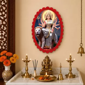 Durga Wall Decorative Showpiece 6 X 8 Inch | 4 MM MDF Wooden Glossy Sublimation Print | Back Hook Wall Hanging | Home Temple & Living Room Decor (F57948) Durga Wall Decorative Showpiece 6 X 8 Inch | 4 MM MDF Wooden Glossy Sublimation Print | Back Hook Wall Hanging | Home Temple & Living Room Decor (F57948)