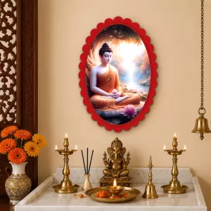 Buddha Wall Decorative Showpiece 6 X 8 Inch | 4 MM MDF Wooden Glossy Sublimation Print | Back Hook Wall Hanging | Home Temple & Living Room Decor (F57956) Buddha Wall Decorative Showpiece 6 X 8 Inch | 4 MM MDF Wooden Glossy Sublimation Print | Back Hook Wall Hanging | Home Temple & Living Room Decor (F57956)