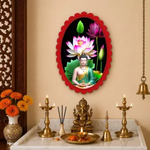 Buddha Wall Decorative Showpiece 6 X 8 Inch | 4 MM MDF Wooden Glossy Sublimation Print | Back Hook Wall Hanging | Home Temple & Living Room Decor (F57957) Buddha Wall Decorative Showpiece 6 X 8 Inch | 4 MM MDF Wooden Glossy Sublimation Print | Back Hook Wall Hanging | Home Temple & Living Room Decor (F57957)