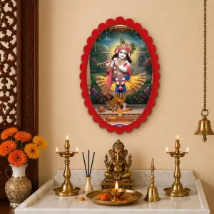 Shree Krishna Wall Decorative Showpiece 6 X 8 Inch | 4 MM MDF Wooden Glossy Sublimation Print | Back Hook Wall Hanging | Home Temple & Living Room Decor (F57969) Shree Krishna Wall Decorative Showpiece 6 X 8 Inch | 4 MM MDF Wooden Glossy Sublimation Print | Back Hook Wall Hanging | Home Temple & Living Room Decor (F57969)
