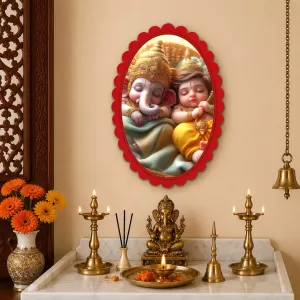 Ganesha And Krishna Wall Decorative Showpiece 6 X 8 Inch | 4 MM MDF Wooden Glossy Sublimation Print | Back Hook Wall Hanging | Home Temple & Living Room Decor (F57978) Ganesha And Krishna Wall Decorative Showpiece 6 X 8 Inch | 4 MM MDF Wooden Glossy Sublimation Print | Back Hook Wall Hanging | Home Temple & Living Room Decor (F57978)