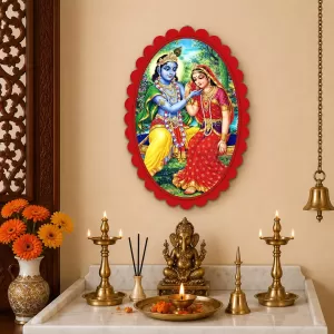 Shree Krishna And Shree Radha Wall Decorative Showpiece 6 X 8 Inch | 4 MM MDF Wooden Glossy Sublimation Print | Back Hook Wall Hanging | Home Temple & Living Room Decor (F57986) Shree Krishna And Shree Radha Wall Decorative Showpiece 6 X 8 Inch | 4 MM MDF Wooden Glossy Sublimation Print | Back Hook Wall Hanging | Home Temple & Living Room Decor (F57986)