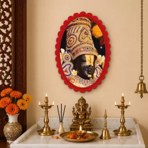 Lord Krishna Wall Decorative Showpiece 6 X 8 Inch | 4 MM MDF Wooden Glossy Sublimation Print | Back Hook Wall Hanging | Home Temple & Living Room Decor (F58011)