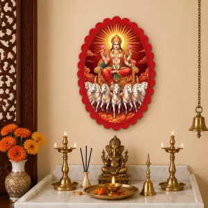 Surya Wall Decorative Showpiece 6 X 8 Inch | 4 MM MDF Wooden Glossy Sublimation Print | Back Hook Wall Hanging | Home Temple & Living Room Decor (F58012) Surya Wall Decorative Showpiece 6 X 8 Inch | 4 MM MDF Wooden Glossy Sublimation Print | Back Hook Wall Hanging | Home Temple & Living Room Decor (F58012)