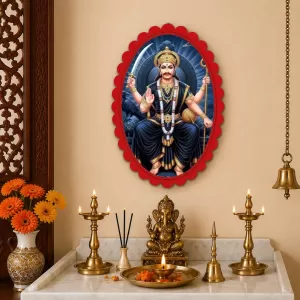 Shani Dev Wall Decorative Showpiece 6 X 8 Inch | 4 MM MDF Wooden Glossy Sublimation Print | Back Hook Wall Hanging | Home Temple & Living Room Decor (F58015) Shani Dev Wall Decorative Showpiece 6 X 8 Inch | 4 MM MDF Wooden Glossy Sublimation Print | Back Hook Wall Hanging | Home Temple & Living Room Decor (F58015)