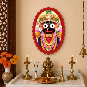 Jagannatha Wall Decorative Showpiece 6 X 8 Inch | 4 MM MDF Wooden Glossy Sublimation Print | Back Hook Wall Hanging | Home Temple & Living Room Decor (F58042)