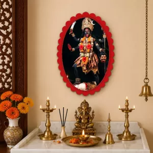 Kali Wall Decorative Showpiece 6 X 8 Inch | 4 MM MDF Wooden Glossy Sublimation Print | Back Hook Wall Hanging | Home Temple & Living Room Decor (F58053)