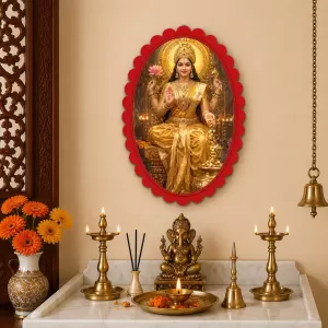 Lakshmi Wall Decorative Showpiece 6 X 8 Inch | 4 MM MDF Wooden Glossy Sublimation Print | Back Hook Wall Hanging | Home Temple & Living Room Decor (F58054) Lakshmi Wall Decorative Showpiece 6 X 8 Inch | 4 MM MDF Wooden Glossy Sublimation Print | Back Hook Wall Hanging | Home Temple & Living Room Decor (F58054)