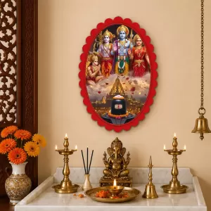Ram Darbar Wall Decorative Showpiece 6 X 8 Inch | 4 MM MDF Wooden Glossy Sublimation Print | Back Hook Wall Hanging | Home Temple & Living Room Decor (F58059)