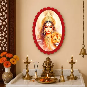 Durga Wall Decorative Showpiece 6 X 8 Inch | 4 MM MDF Wooden Glossy Sublimation Print | Back Hook Wall Hanging | Home Temple & Living Room Decor (F58066) Durga Wall Decorative Showpiece 6 X 8 Inch | 4 MM MDF Wooden Glossy Sublimation Print | Back Hook Wall Hanging | Home Temple & Living Room Decor (F58066)