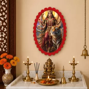 Durga Wall Decorative Showpiece 6 X 8 Inch | 4 MM MDF Wooden Glossy Sublimation Print | Back Hook Wall Hanging | Home Temple & Living Room Decor (F58074) Durga Wall Decorative Showpiece 6 X 8 Inch | 4 MM MDF Wooden Glossy Sublimation Print | Back Hook Wall Hanging | Home Temple & Living Room Decor (F58074)