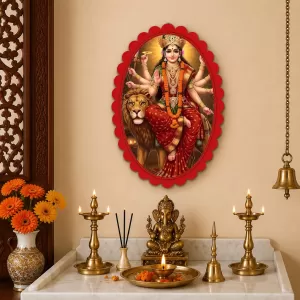 Durga Wall Decorative Showpiece 6 X 8 Inch | 4 MM MDF Wooden Glossy Sublimation Print | Back Hook Wall Hanging | Home Temple & Living Room Decor (F58084) Durga Wall Decorative Showpiece 6 X 8 Inch | 4 MM MDF Wooden Glossy Sublimation Print | Back Hook Wall Hanging | Home Temple & Living Room Decor (F58084)