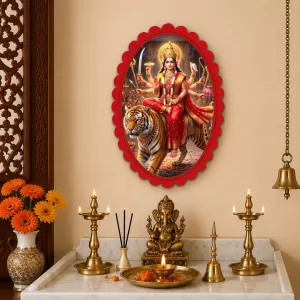 Durga Wall Decorative Showpiece 6 X 8 Inch | 4 MM MDF Wooden Glossy Sublimation Print | Back Hook Wall Hanging | Home Temple & Living Room Decor (F58094) Durga Wall Decorative Showpiece 6 X 8 Inch | 4 MM MDF Wooden Glossy Sublimation Print | Back Hook Wall Hanging | Home Temple & Living Room Decor (F58094)