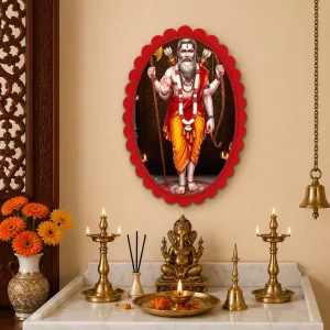 Parashurama Wall Decorative Showpiece 6 X 8 Inch | 4 MM MDF Wooden Glossy Sublimation Print | Back Hook Wall Hanging | Home Temple & Living Room Decor (F58100)