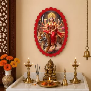 Durga Wall Decorative Showpiece 6 X 8 Inch | 4 MM MDF Wooden Glossy Sublimation Print | Back Hook Wall Hanging | Home Temple & Living Room Decor (F58102) Durga Wall Decorative Showpiece 6 X 8 Inch | 4 MM MDF Wooden Glossy Sublimation Print | Back Hook Wall Hanging | Home Temple & Living Room Decor (F58102)