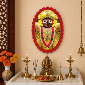 Jagannatha Wall Decorative Showpiece 6 X 8 Inch | 4 MM MDF Wooden Glossy Sublimation Print | Back Hook Wall Hanging | Home Temple & Living Room Decor (F58103)