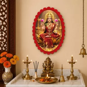Lakshmi Wall Decorative Showpiece 6 X 8 Inch | 4 MM MDF Wooden Glossy Sublimation Print | Back Hook Wall Hanging | Home Temple & Living Room Decor (F58106) Lakshmi Wall Decorative Showpiece 6 X 8 Inch | 4 MM MDF Wooden Glossy Sublimation Print | Back Hook Wall Hanging | Home Temple & Living Room Decor (F58106)