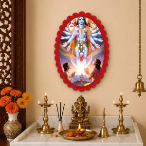 Vishnu Wall Decorative Showpiece 6 X 8 Inch | 4 MM MDF Wooden Glossy Sublimation Print | Back Hook Wall Hanging | Home Temple & Living Room Decor (F58107) Vishnu Wall Decorative Showpiece 6 X 8 Inch | 4 MM MDF Wooden Glossy Sublimation Print | Back Hook Wall Hanging | Home Temple & Living Room Decor (F58107)