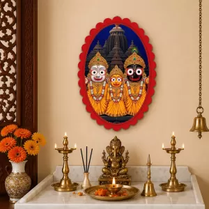 Jagannatha Wall Decorative Showpiece 6 X 8 Inch | 4 MM MDF Wooden Glossy Sublimation Print | Back Hook Wall Hanging | Home Temple & Living Room Decor (F58117)