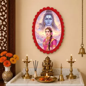 Parvati Wall Decorative Showpiece 6 X 8 Inch | 4 MM MDF Wooden Glossy Sublimation Print | Back Hook Wall Hanging | Home Temple & Living Room Decor (F58120)