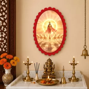 Surya Wall Decorative Showpiece 6 X 8 Inch | 4 MM MDF Wooden Glossy Sublimation Print | Back Hook Wall Hanging | Home Temple & Living Room Decor (F58122) Surya Wall Decorative Showpiece 6 X 8 Inch | 4 MM MDF Wooden Glossy Sublimation Print | Back Hook Wall Hanging | Home Temple & Living Room Decor (F58122)