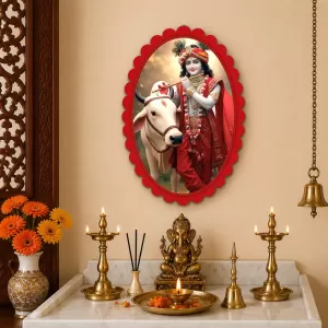 Krishna Wall Decorative Showpiece 6 X 8 Inch | 4 MM MDF Wooden Glossy Sublimation Print | Back Hook Wall Hanging | Home Temple & Living Room Decor (F58126) Krishna Wall Decorative Showpiece 6 X 8 Inch | 4 MM MDF Wooden Glossy Sublimation Print | Back Hook Wall Hanging | Home Temple & Living Room Decor (F58126)