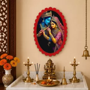Shree Krishna And Shree Radha Wall Decorative Showpiece 6 X 8 Inch | 4 MM MDF Wooden Glossy Sublimation Print | Back Hook Wall Hanging | Home Temple & Living Room Decor (F58128) Shree Krishna And Shree Radha Wall Decorative Showpiece 6 X 8 Inch | 4 MM MDF Wooden Glossy Sublimation Print | Back Hook Wall Hanging | Home Temple & Living Room Decor (F58128)