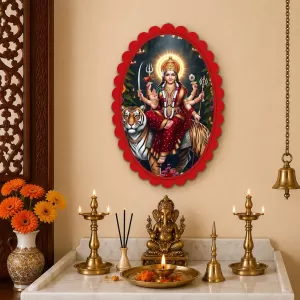 Durga Wall Decorative Showpiece 6 X 8 Inch | 4 MM MDF Wooden Glossy Sublimation Print | Back Hook Wall Hanging | Home Temple & Living Room Decor (F58131) Durga Wall Decorative Showpiece 6 X 8 Inch | 4 MM MDF Wooden Glossy Sublimation Print | Back Hook Wall Hanging | Home Temple & Living Room Decor (F58131)