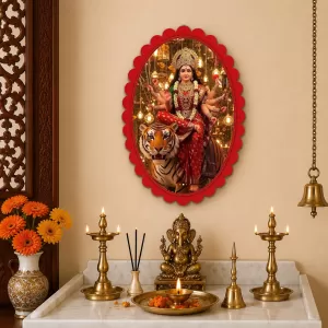 Durga Wall Decorative Showpiece 6 X 8 Inch | 4 MM MDF Wooden Glossy Sublimation Print | Back Hook Wall Hanging | Home Temple & Living Room Decor (F58136) Durga Wall Decorative Showpiece 6 X 8 Inch | 4 MM MDF Wooden Glossy Sublimation Print | Back Hook Wall Hanging | Home Temple & Living Room Decor (F58136)