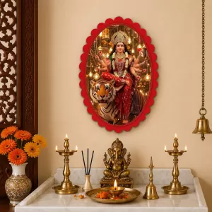 Durga Wall Decorative Showpiece 6 X 8 Inch | 4 MM MDF Wooden Glossy Sublimation Print | Back Hook Wall Hanging | Home Temple & Living Room Decor (F58137) Durga Wall Decorative Showpiece 6 X 8 Inch | 4 MM MDF Wooden Glossy Sublimation Print | Back Hook Wall Hanging | Home Temple & Living Room Decor (F58137)
