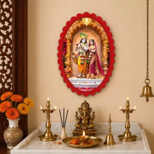 Krishna And Radha Wall Decorative Showpiece 6 X 8 Inch | 4 MM MDF Wooden Glossy Sublimation Print | Back Hook Wall Hanging | Home Temple & Living Room Decor (F58138) Krishna And Radha Wall Decorative Showpiece 6 X 8 Inch | 4 MM MDF Wooden Glossy Sublimation Print | Back Hook Wall Hanging | Home Temple & Living Room Decor (F58138)